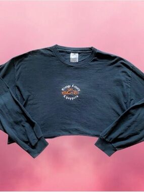 Orange County Choppers Black Cropped Long-Sleeve Top
